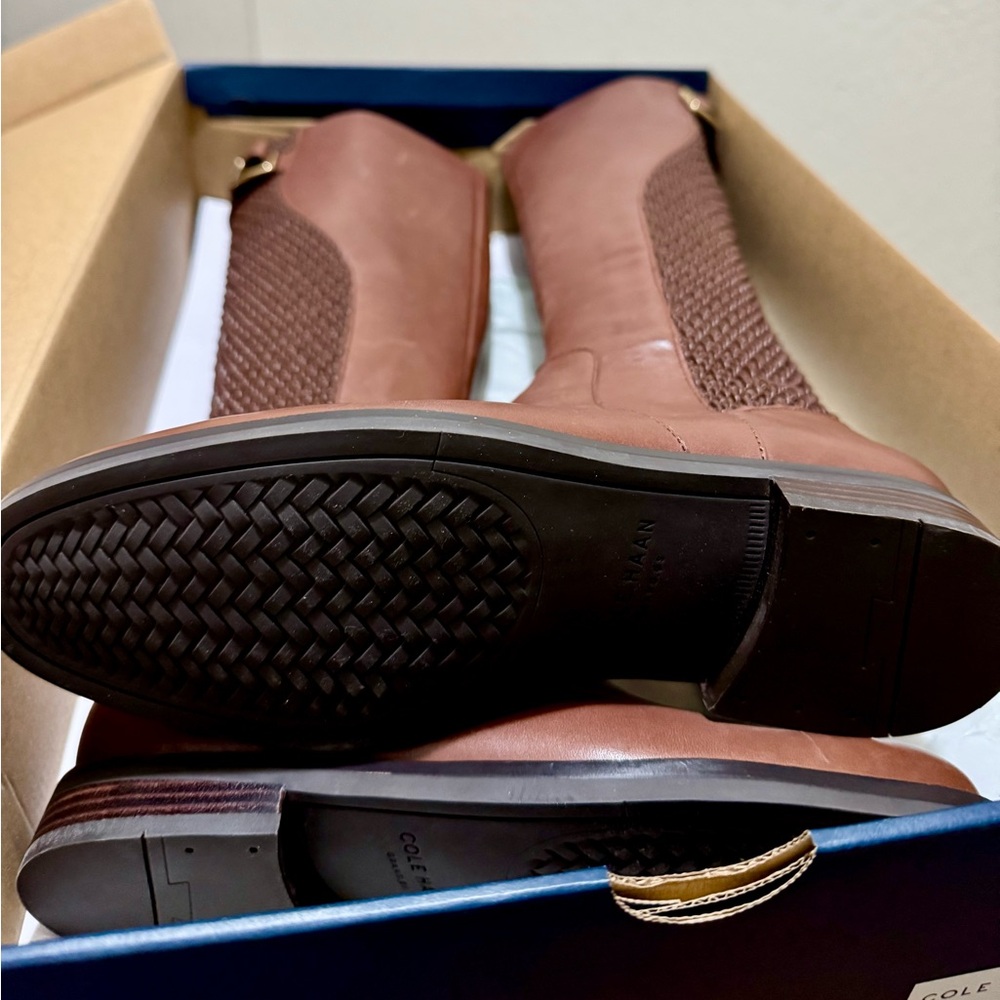 Cole Haan Chestnut Brown Leather Knee-high boots (Size 7.5B/Medium width) (New) - Picture 6 of 7